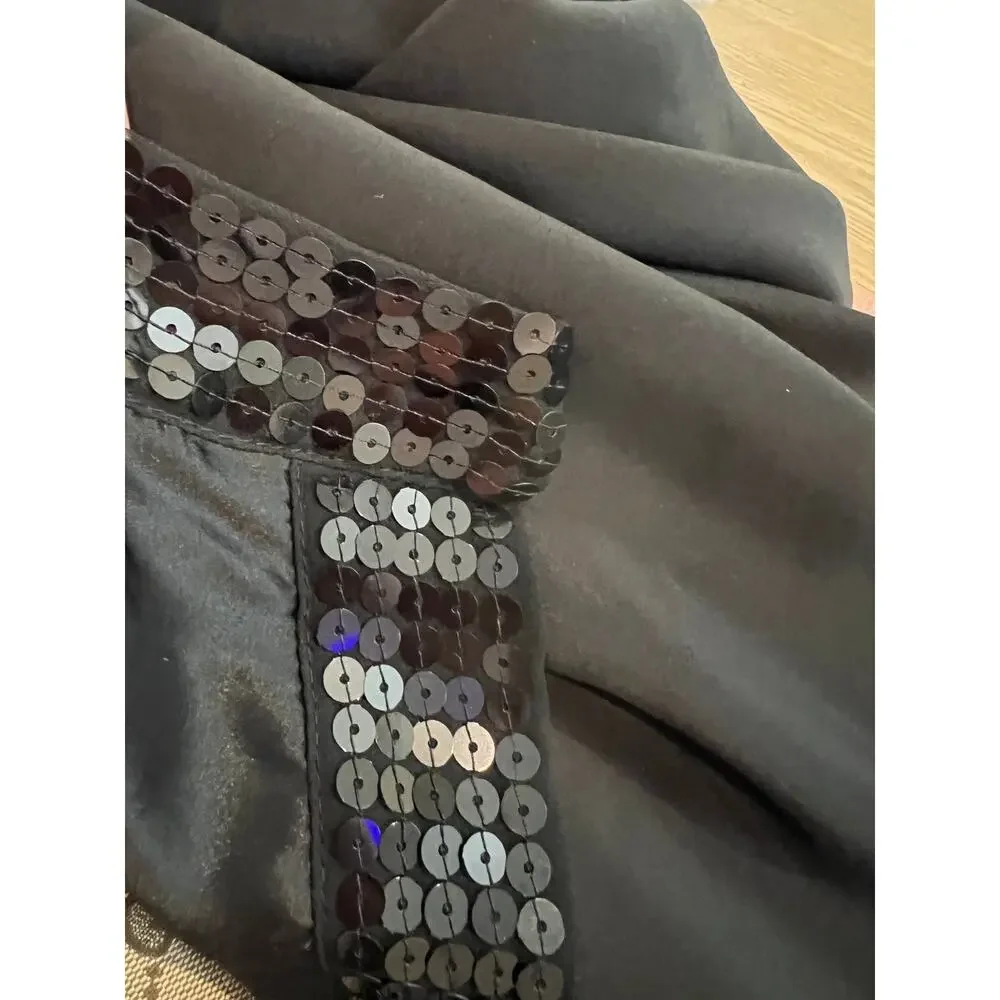 Charter Club Dressy Silk Sequin Wrap Scarf Black
